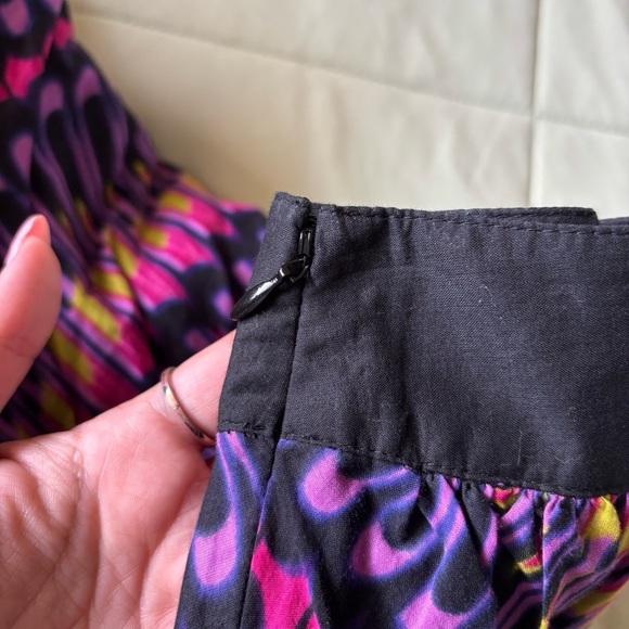 DKNYC Women’s Black Pink Purple Lime 100% Cotton Lined Flare Skirts Size 12 - Picture 5 of 6